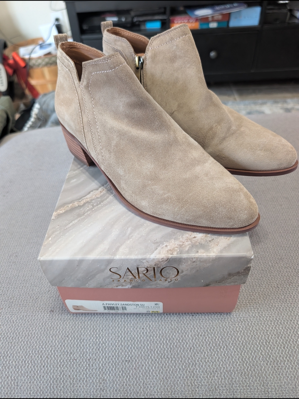Franco Sarto Sandstone Suede Chelsea Ankle Booties